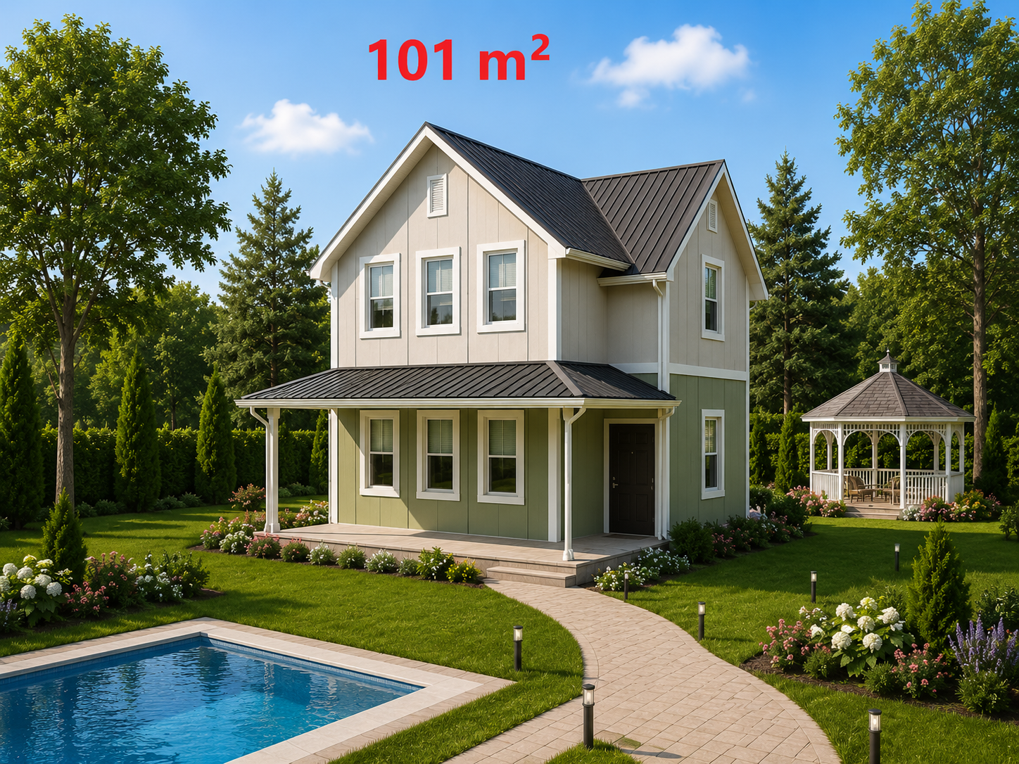 101 m² İki Katlı Prefabrik Ev - Dış Görünüş