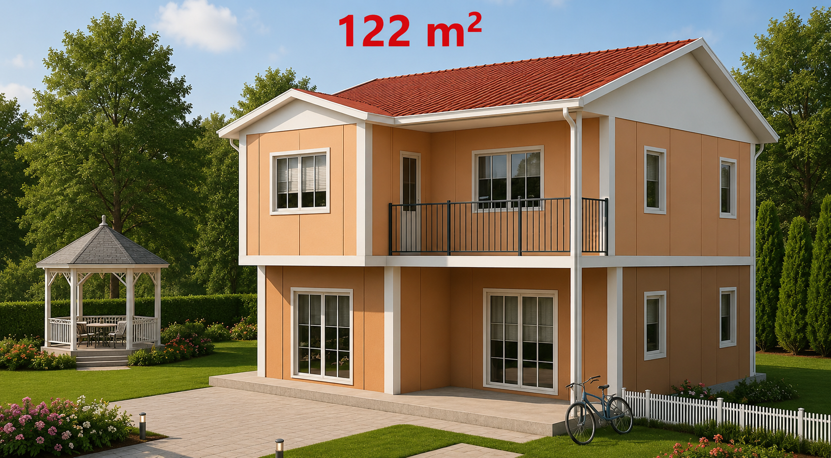 122 m² İki Katlı Prefabrik Ev - Dış Görünüş