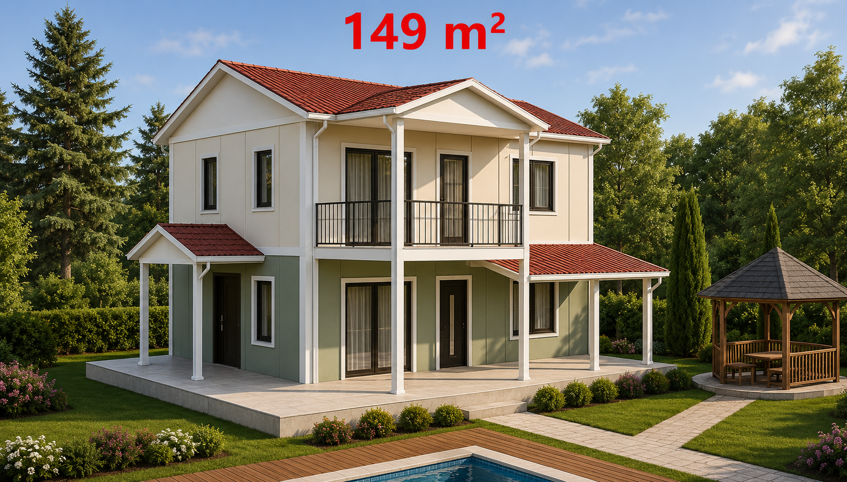 149 m² İki Katlı Prefabrik Ev - Dış Görünüş