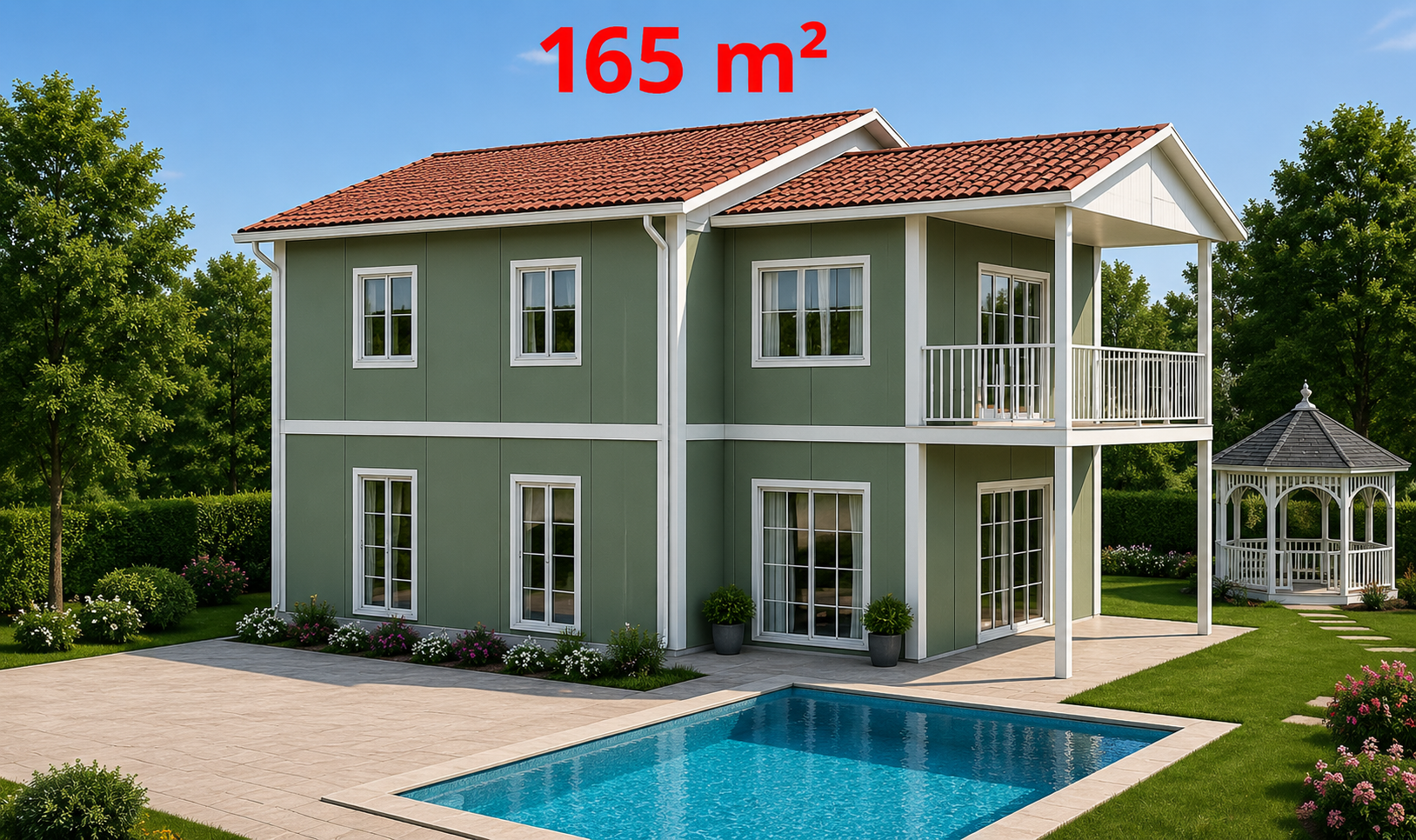 165 m² İki Katlı Prefabrik Ev - Dış Görünüş
