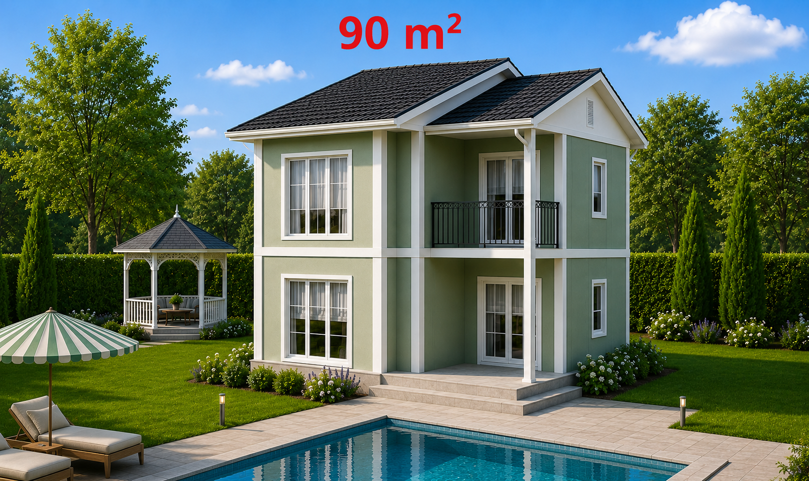 90 m² İki Katlı Prefabrik Ev - Dış Görünüş
