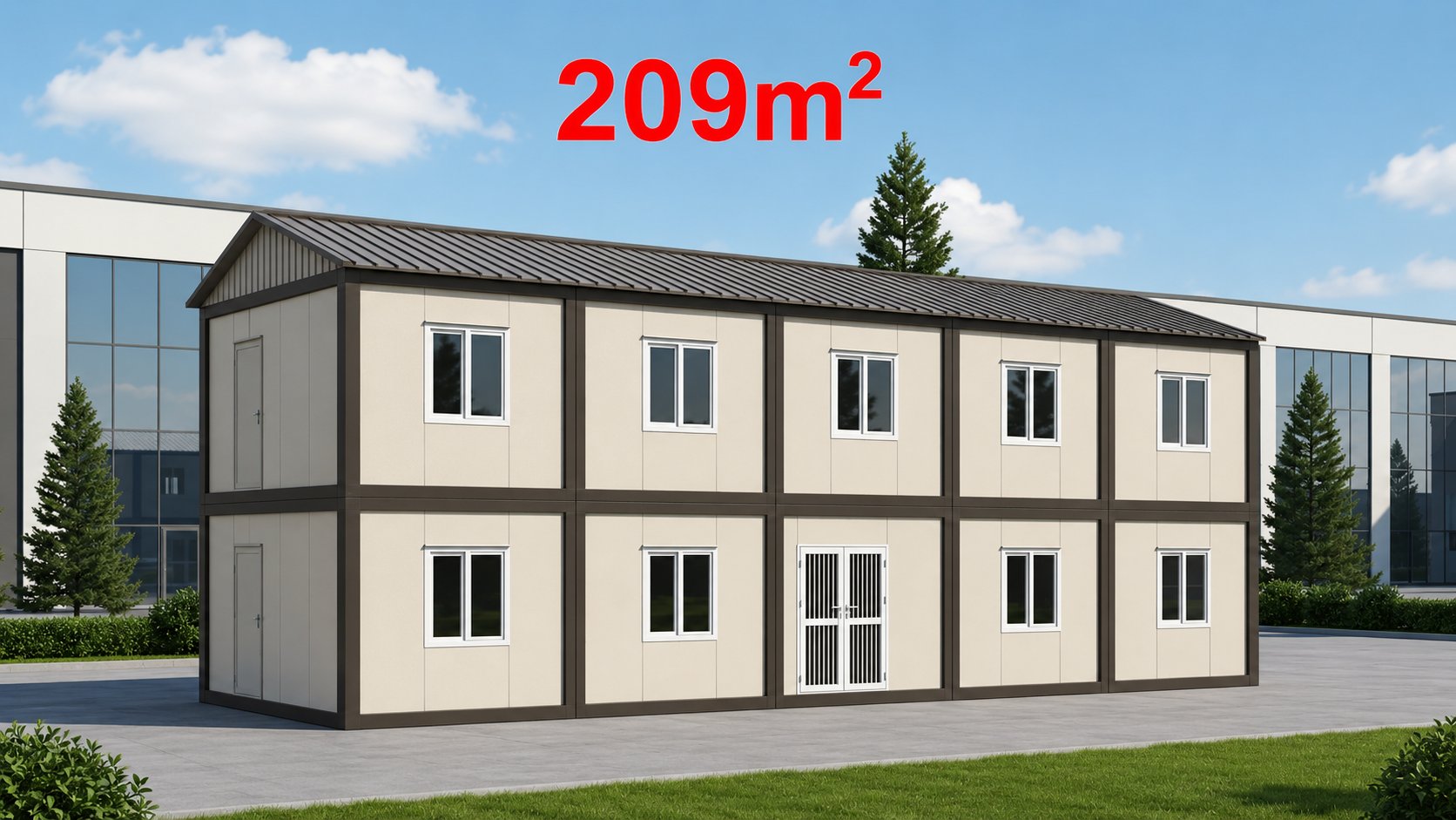 209 m² Birleşimli Ofis Konteyner - Dış Görünüş