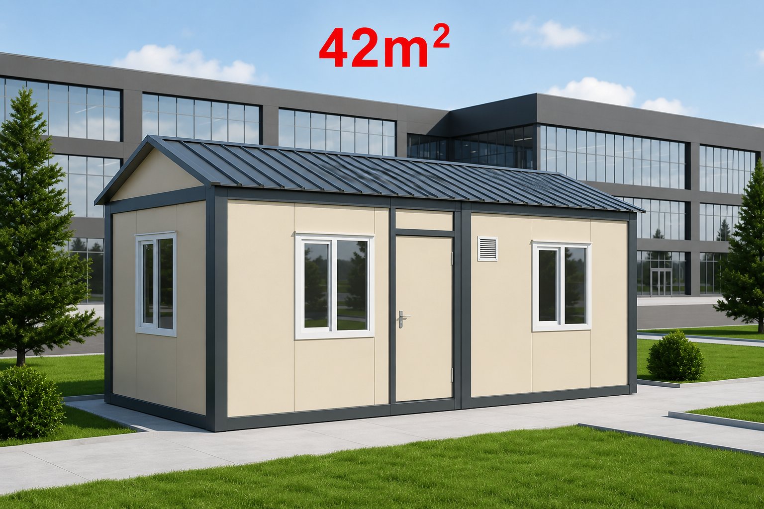42 m² Birleşimli Ofis Konteyner - Dış Görünüş