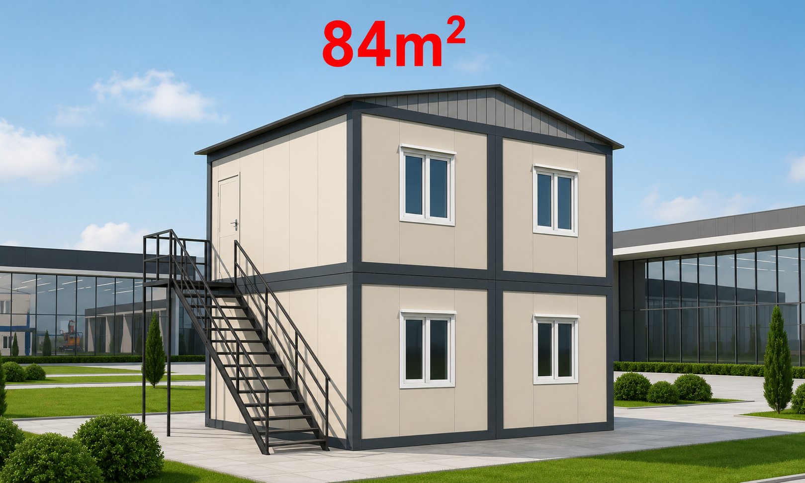 84 m² Birleşimli Ofis Konteyner - Dış Görünüş