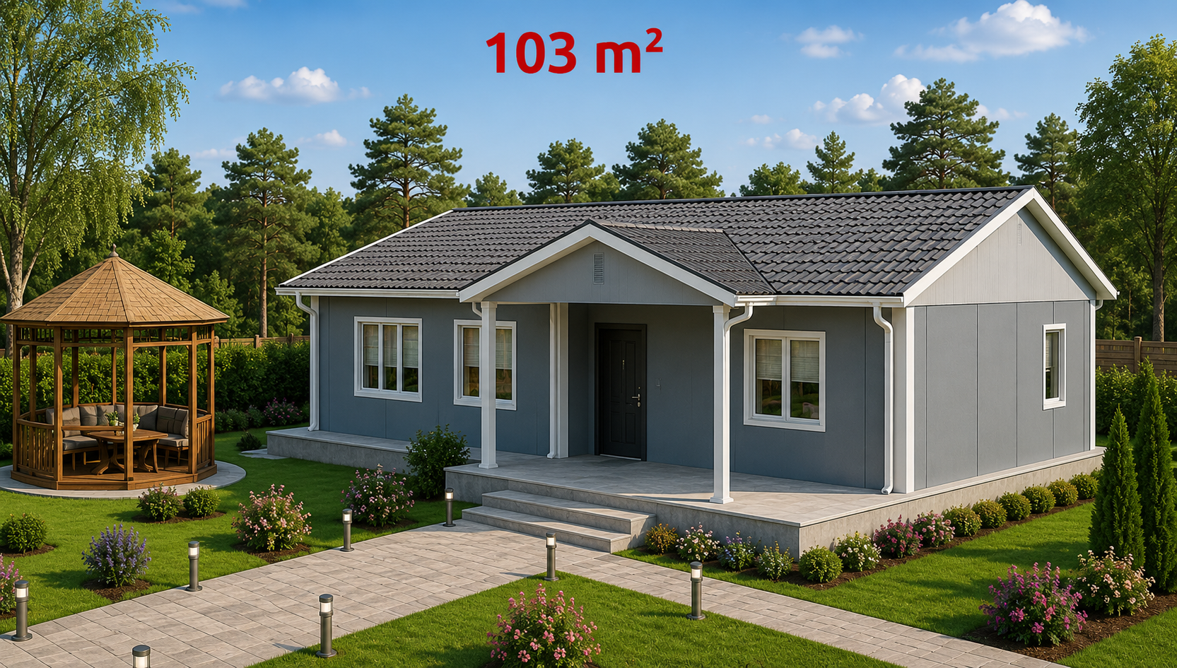 103 m² Prefabrik Ev - Dış Görünüş