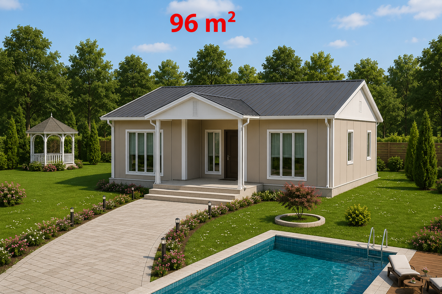 96 m² Prefabrik Ev - Dış Görünüş