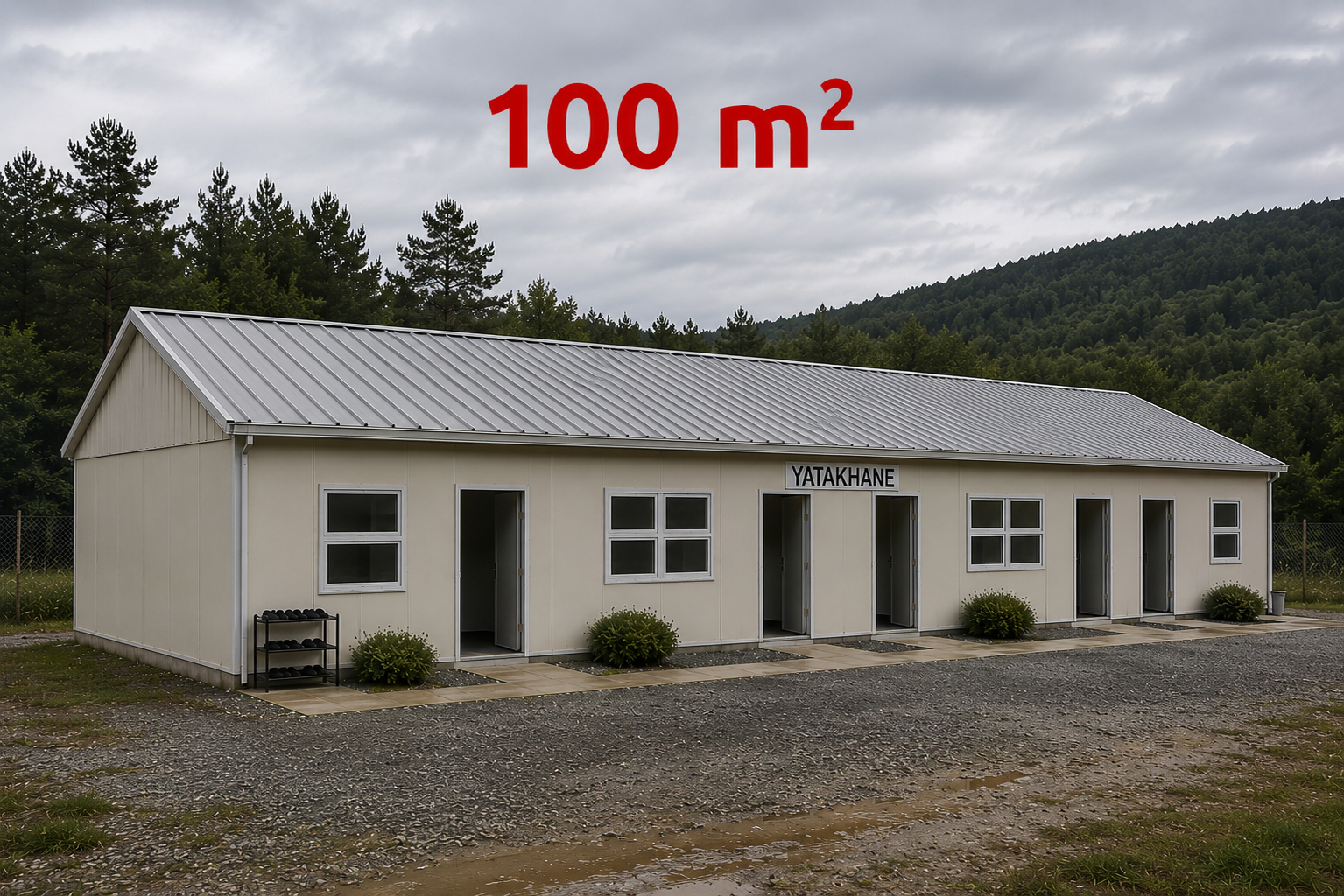 100 m² Prefabrik Yatakhane - Dış Görünüş