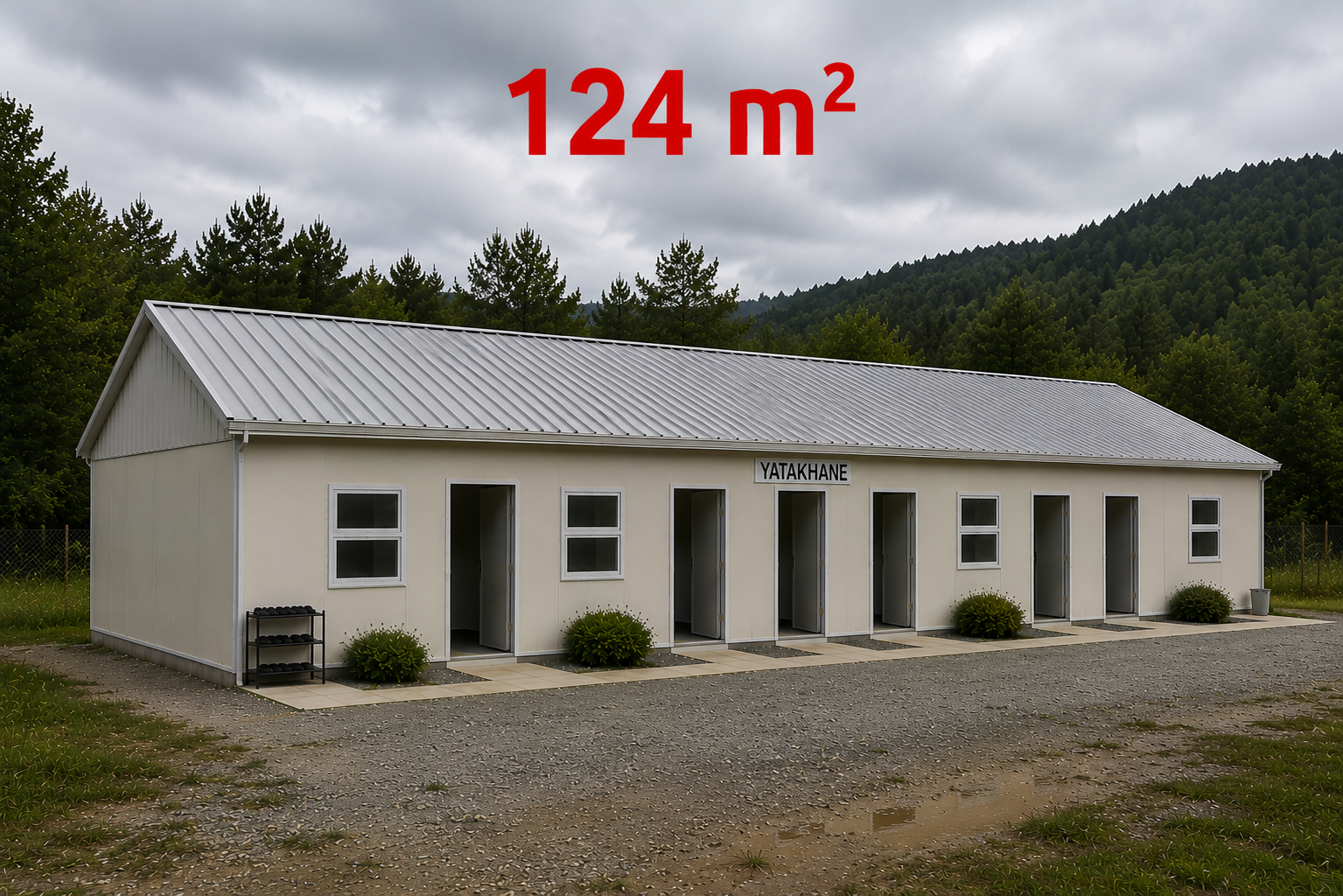 124 m² Prefabrik Yatakhane - Dış Görünüş