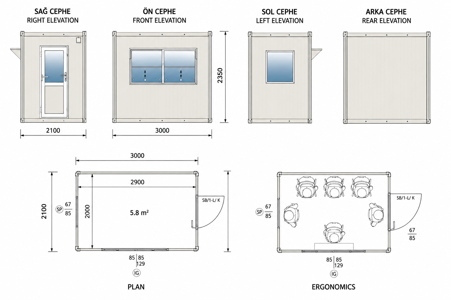 210x300 Büfe Panel Kabin - Proje