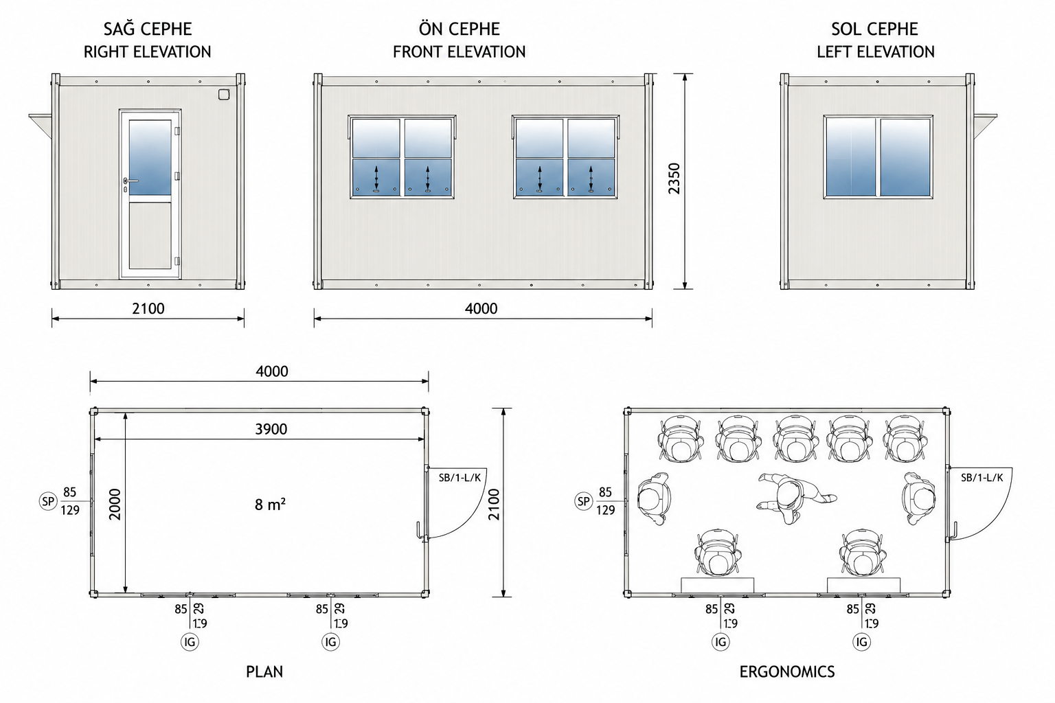 210x400 Büfe Panel Kabin - Proje