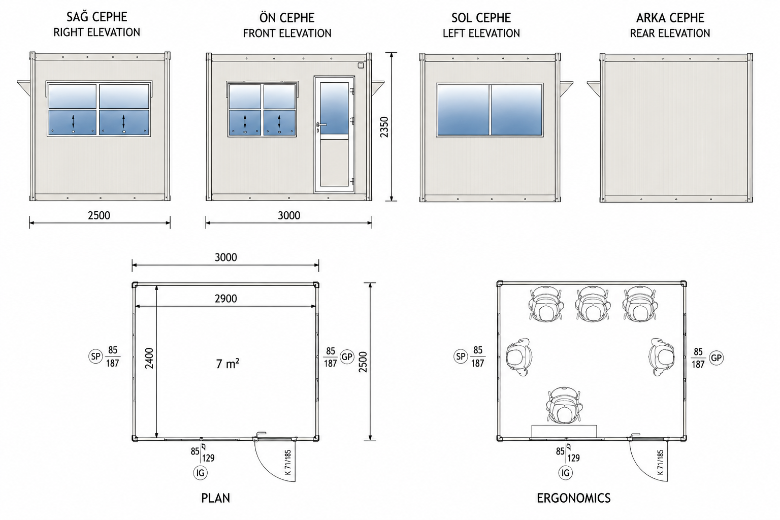 250x300 Büfe Panel Kabin - Proje