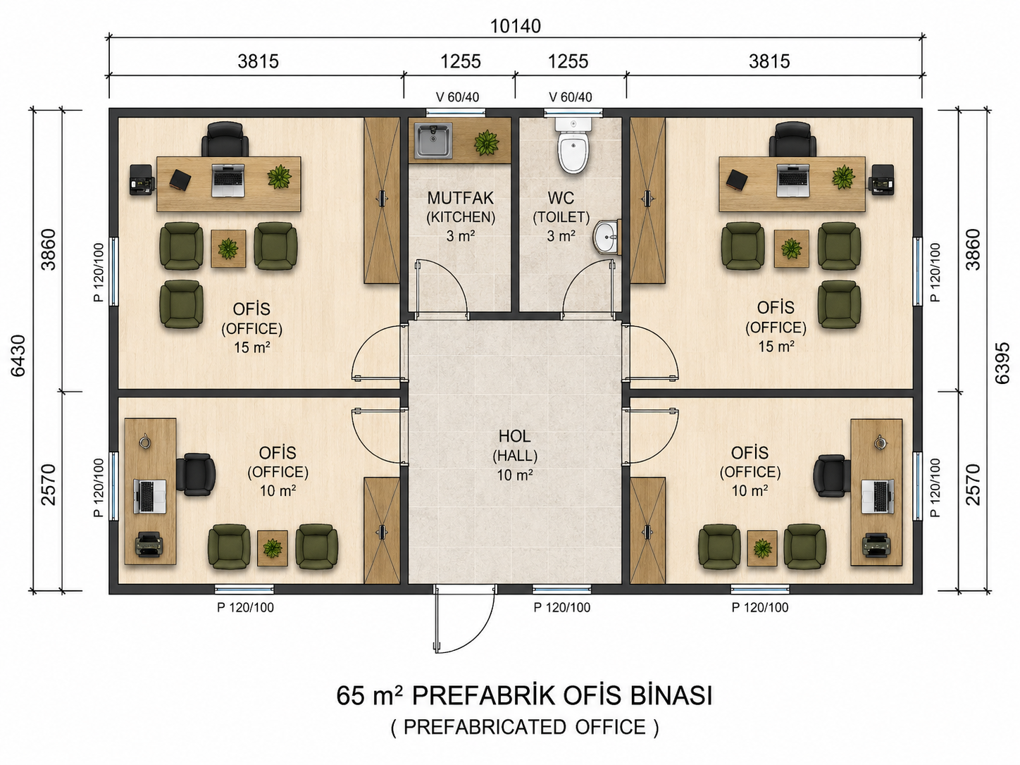 65 m² Prefabrik Ofis - Proje