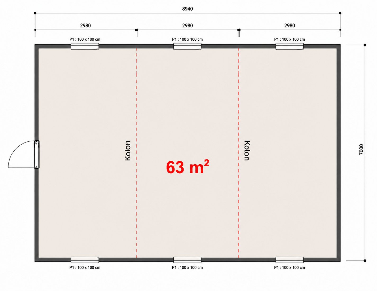 63 m² Yemekhane Konteyner - Proje